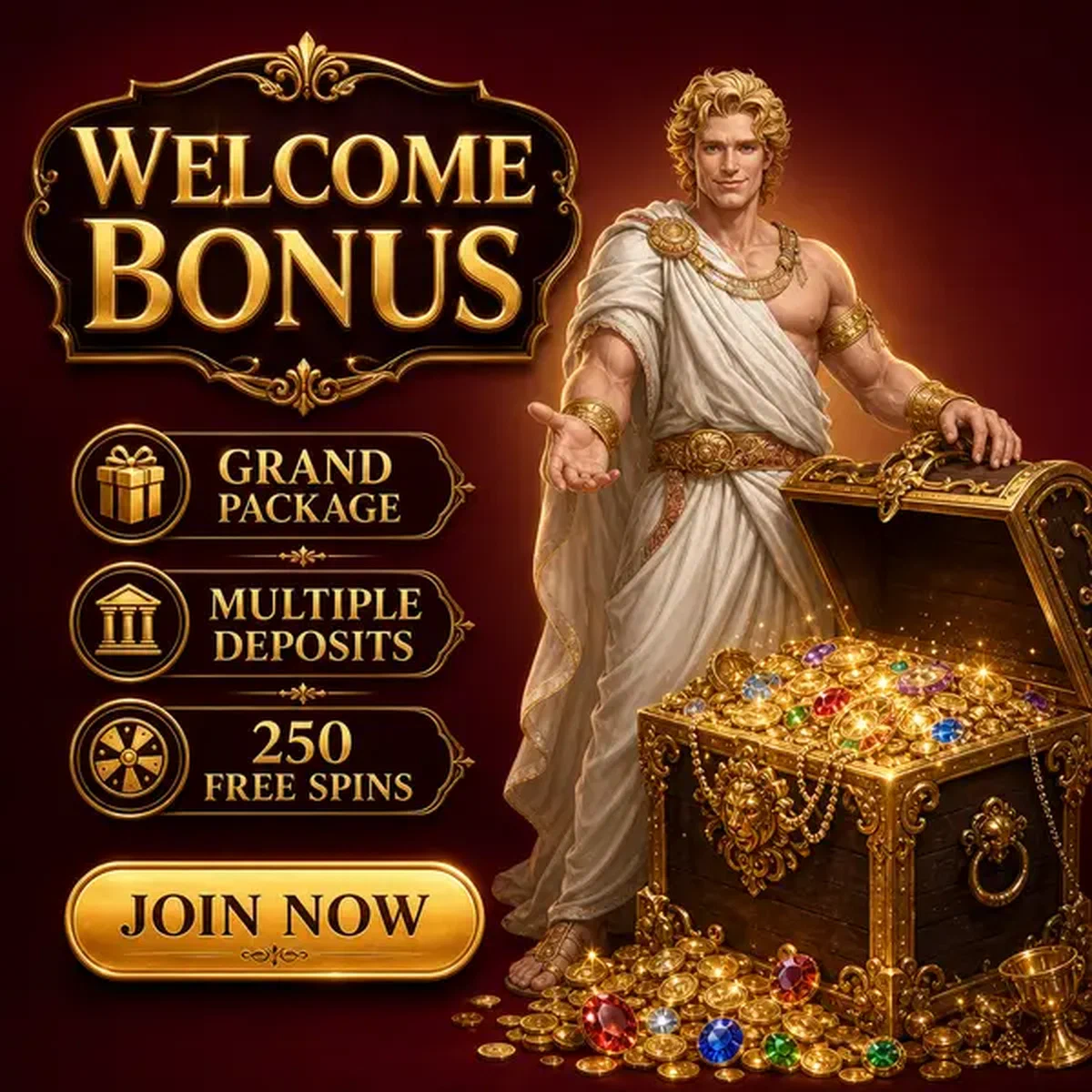 Gracz otwierający skrzynię skarbów ujawniającą nagrody bonusu powitalnego Savaspin Casino